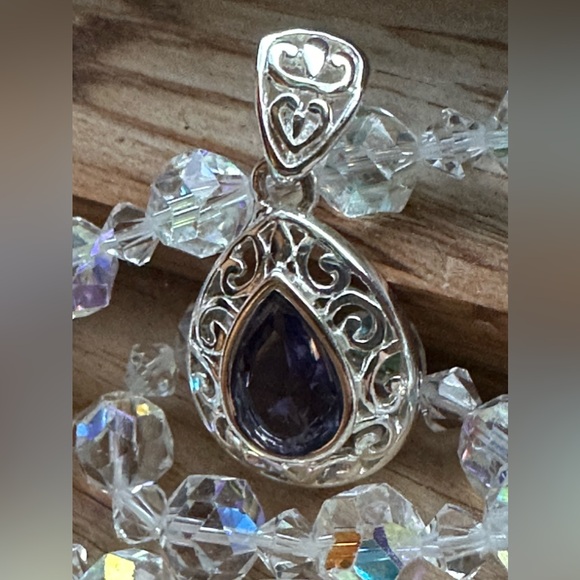 Sterling Silver and Iolite pear Shaped Pendant. - Picture 3 of 7